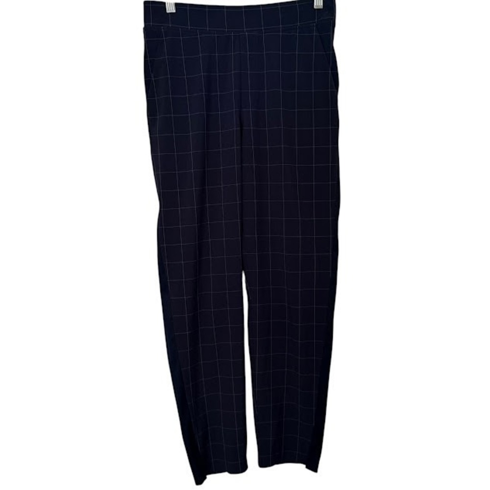 Athleta Blue Window Pain Pattern Brooklyn Textured Ankle Tapered Pants Womens 4